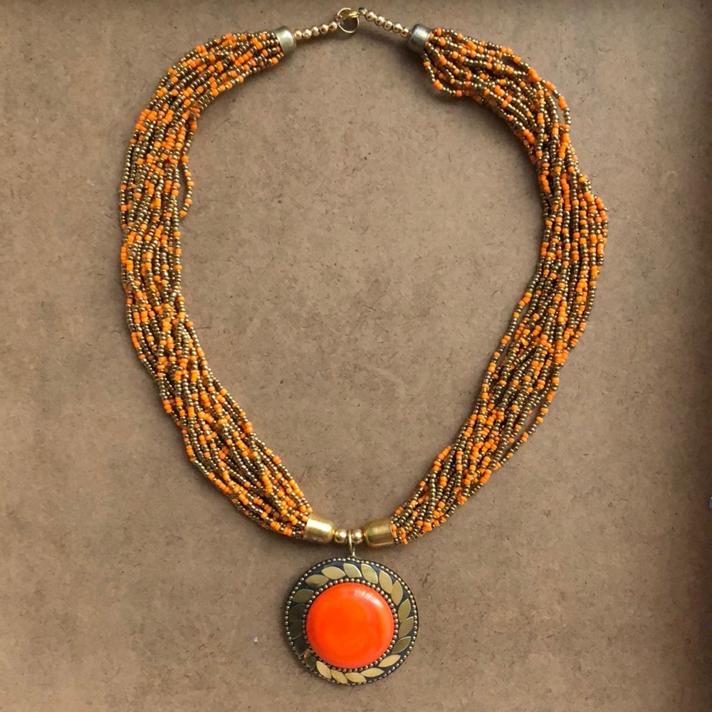 Orange and Gold Majestic Necklace